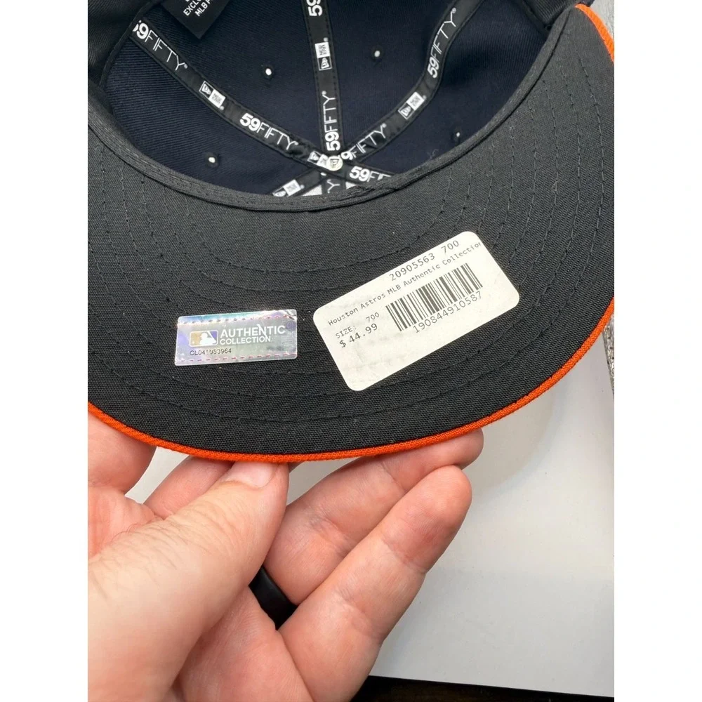 New Era‎ 59FIFTY Houston Astros Classic Navy & Orange Fitted Hat Size 7